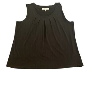 Jones Studio Separates Black Sleeveless Women's Pleated Shell Top Size L